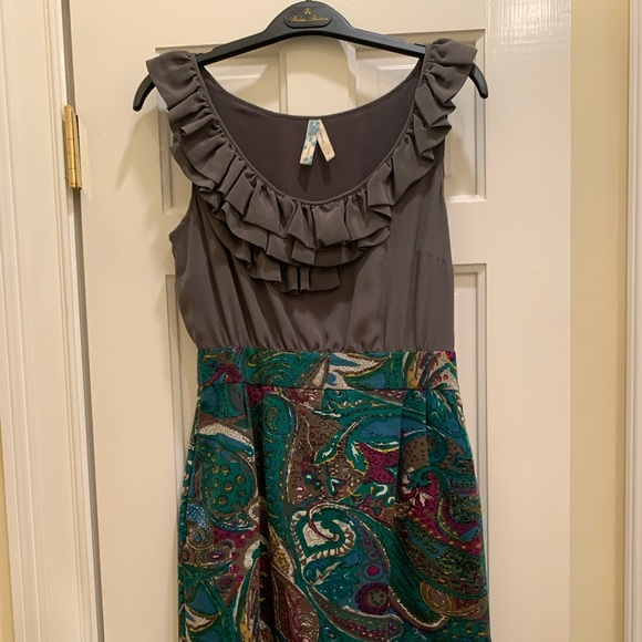 HPx2🎉 Anthropologie (Maeve) Gray & Patterned Dress - Picture 3 of 16